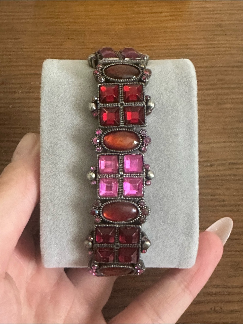 Vintage early 2000s Bracelet Bangle Black pink Red Victorian Y2K Bracelet